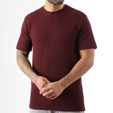 LBO - Crew-neck T-shirt Waffle 3914 Bordeaux