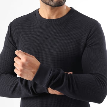 LBO - Pull Col Rond Waffle 3929 Bleu Marine