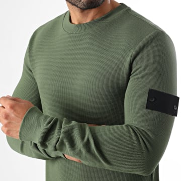 LBO - Camisola com Capuz Gola Redonda Waffle com Patch 3831 Verde Cáqui