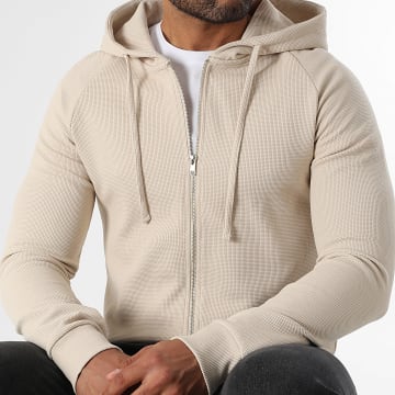 LBO - Sweat Zippé A Capuche Waffle 3895 Beige Clair