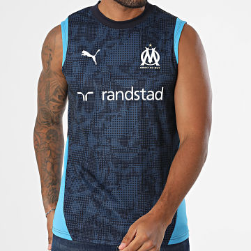 Puma - Débardeur OM Training Jersey 763958 Bleu Marine Noir Bleu Clair