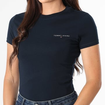 Tommy Jeans - Tee Shirt Femme Linear 1164 Bleu Marine