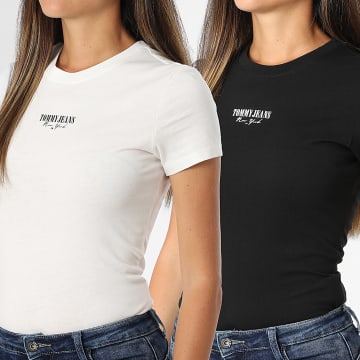 Tommy Jeans - Lot De 2 Tee Shirts Femme Essential Logo 1746 Noir Blanc