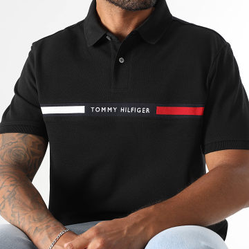 Tommy Hilfiger - Hilfiger Polo de manga corta con inserción en el pecho 8130 Negro