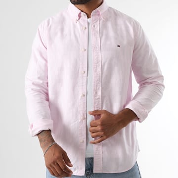 Tommy Hilfiger - Heritage Oxford Stripe Camisa Manga Larga 6238 Rosa Blanco