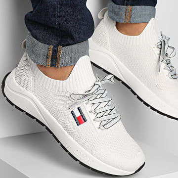 Tommy Jeans - Zapatillas Runner Knitted 1580 Crudo