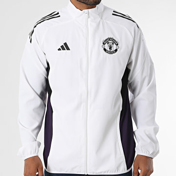 Adidas Performance - MUFC Manchester United Presentación Cremallera Chaqueta JP3108 Blanco Negro Púrpura