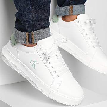 Calvin Klein - Baskets Chunky Cupsole Ru Patch Leather 1296 Bright White Silt Green