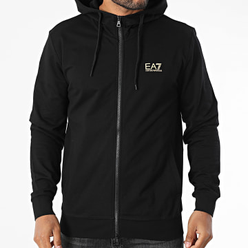EA7 Emporio Armani - Sweat Zippé Capuche 8NPM33-PJVRZ Noir Doré