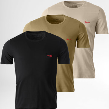 HUGO - Lot De 3 Tee Shirts 50532811 Noir Beige Vert Kaki