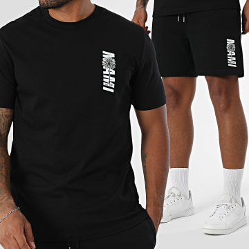 Luxury Lovers - Chest Miami Palm Schwarz T-Shirt und Jogginghose im Set