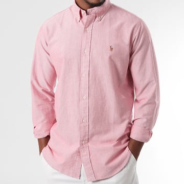 Polo Ralph Lauren - Chemise Manches Longues Custom Fit Oxford Rouge Chiné