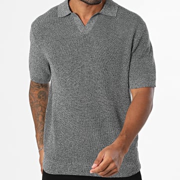 Frilivin - 8DZ Polo de manga corta de canalé gris marengo