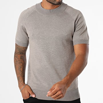 Frilivin - Camiseta de punto 100 Taupe Chiné