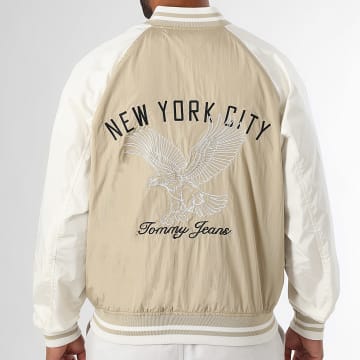 Tommy Jeans - Graphic 1668 Chaqueta bomber con cremallera beige blanca