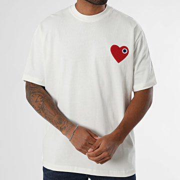 ADJ - T-Shirt Oversize Herz Chic Weiß Rot