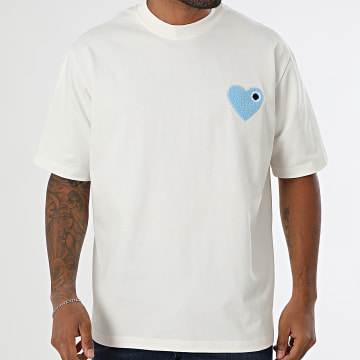ADJ - T-Shirt Oversize Herz Chic Weiß Hellblau