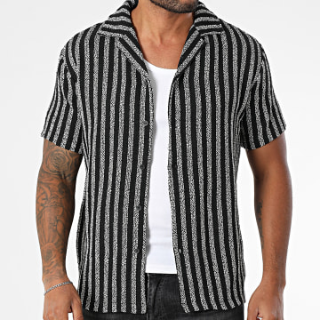 Frilivin - Chemise Manches Courtes A Rayures 775 Noir Beige