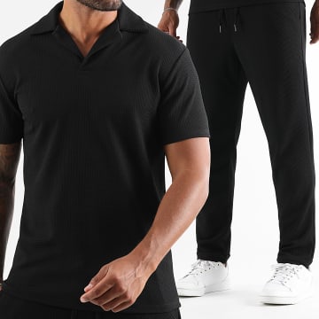 LBO - Ensemble Polo Manches Courtes Et Pantalon Texturé Waffle 2185 Noir