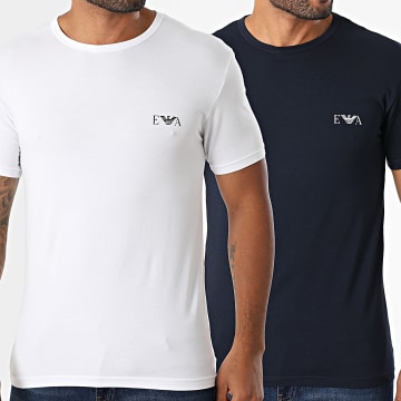 Emporio Armani - Juego De 2 Camisetas EM001849-AF10778 Blanco Azul Marino