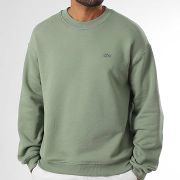 Lacoste - Sweat Crewneck Loose Fit Logo Brodé Crocodile Ton Sur Ton Vert