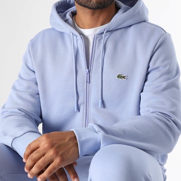 Lacoste - Sweat Zippé Capuche Logo Brodé Crocodile Classic Fit Lilas