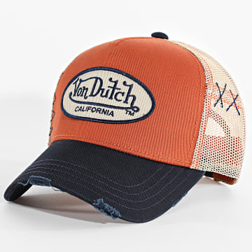 Von Dutch - Casquette Trucker Used Bleu Marine Orange Beige
