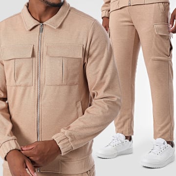 Zayne Paris  - Set aus Jacke mit Reißverschluss und Cargohose 023 Beige meliert
