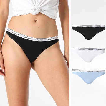 Calvin Klein - Set di 3 infradito Icon Logo Donna QD5209E Nero Azzurro Bianco