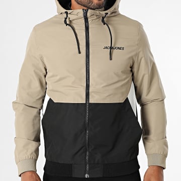Jack And Jones - Veste Zippée Capuche Rush Beige Noir Blanc