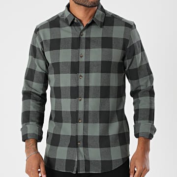 Only And Sons - Long Sleeve Checkered Shirt Gudmund Light Green Black