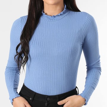 Only - Top Manches Longues Femme Fransiska Bleu Clair