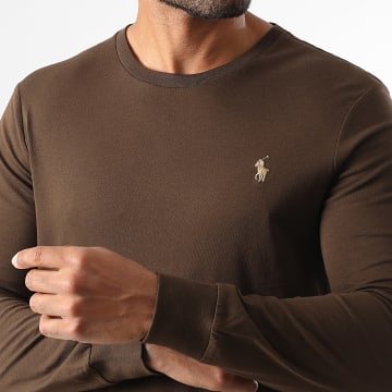 Polo Ralph Lauren - Tee Shirt Manches Longues Slim Fit Original Player Marron
