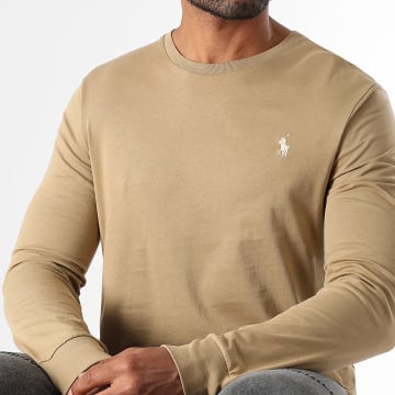 Polo Ralph Lauren - Tee Shirt Manches Longues Slim Fit Original Player Beige