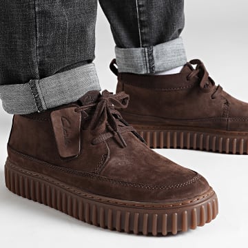 Clarks - Chaussures Torhill Lace Hi Dark Brown Nub