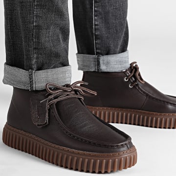 Clarks - Chaussures Torhill Hi Dark Brown Lea