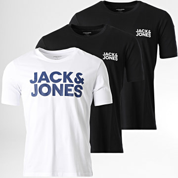 Jack And Jones - Set van 3 zwart-witte corp T-shirts
