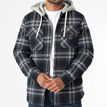 Superdry - Surplus M4011032A Chaqueta con capucha a cuadros gris marino