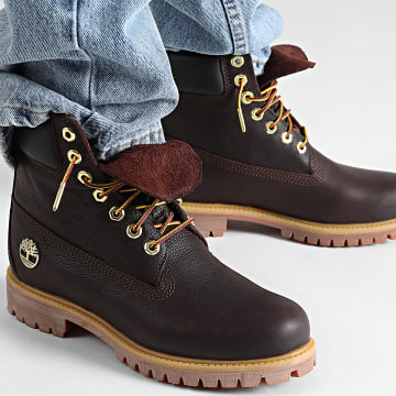Timberland - Botas Premium 6 En Encaje Impermeable A2P6W Marrón Oscuro Full Grain