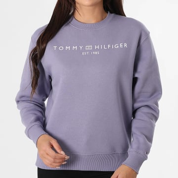 Tommy Hilfiger - Felpa girocollo donna Reg Corp Logo 9791 Viola