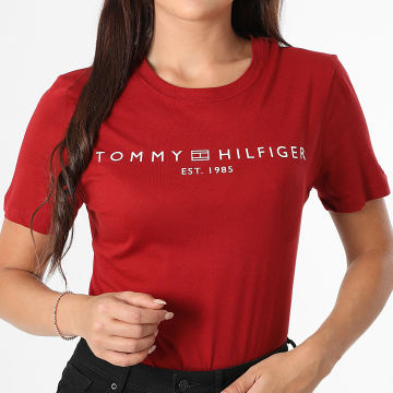 Tommy Hilfiger - Tee Shirt Manches Longues Côtélé Femme Rib Boat 7309 Rouge
