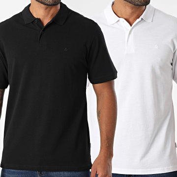 Jack And Jones - Set di 2 polo di base a maniche corte bianco nero
