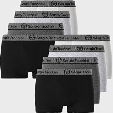 Sergio Tacchini - Lot De 8 Boxers 92893130 Noir Blanc Gris Clair Chiné Gris Foncé Chiné