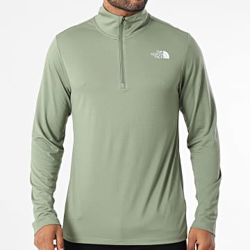 The North Face - Sweat Leger Flashdry Col Zippé A8949 Vert Kaki Clair