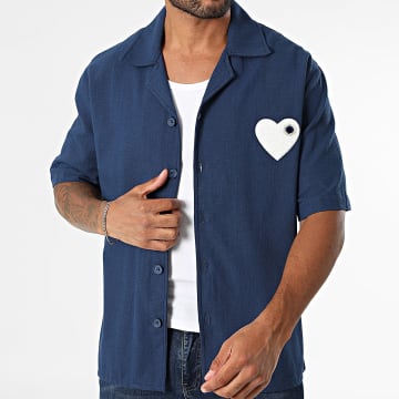 ADJ - Hemd Kurzarm Coeur Chic 518 Marineblau Weiß