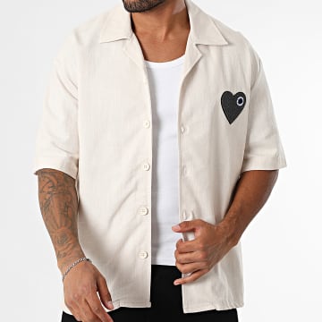 ADJ - Hemd Kurzarm Coeur Chic 518 Beige Grau Anthrazit