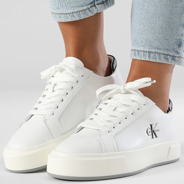 Calvin Klein - Baskets Femme Cupsole Laceup Leather 1945 Bright White Black