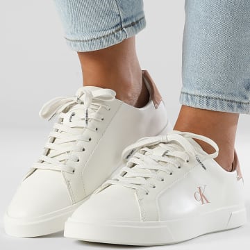 Calvin Klein - Baskets Femme Low Pro Cups Leather 2823 Lily White Tuscany