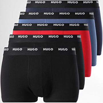 HUGO - Lot De 5 Boxers 50532619 Noir Rouge Bleu Foncé Bleu Marine