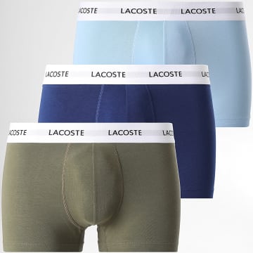 Lacoste - Lot De 3 Boxers Classic Bleu Marine Bleu Clair Vert Kaki